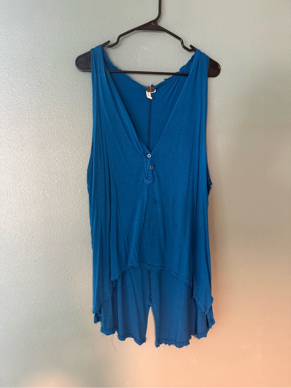 We The Free Teal-Blue Layered V-Neck Tank